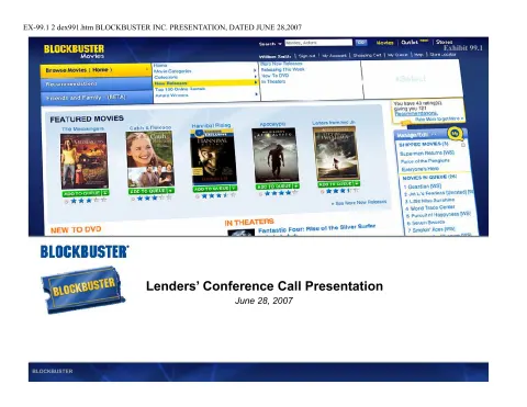 Blockbuster Video | Fixed Income Presentation Deck | 21 slides