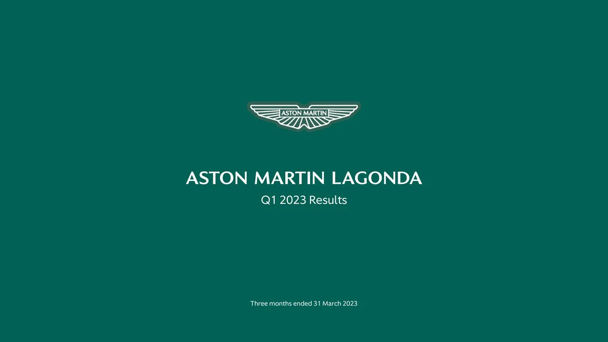 Aston Martin Lagonda | Results Presentation Deck | 16 slides · slide 1