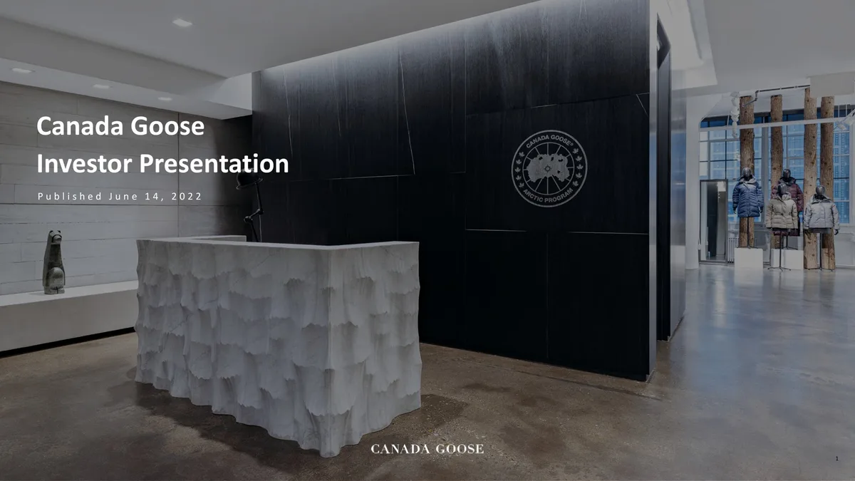 Canada Goose | Investor Presentation Deck | 24 slides · slide 1