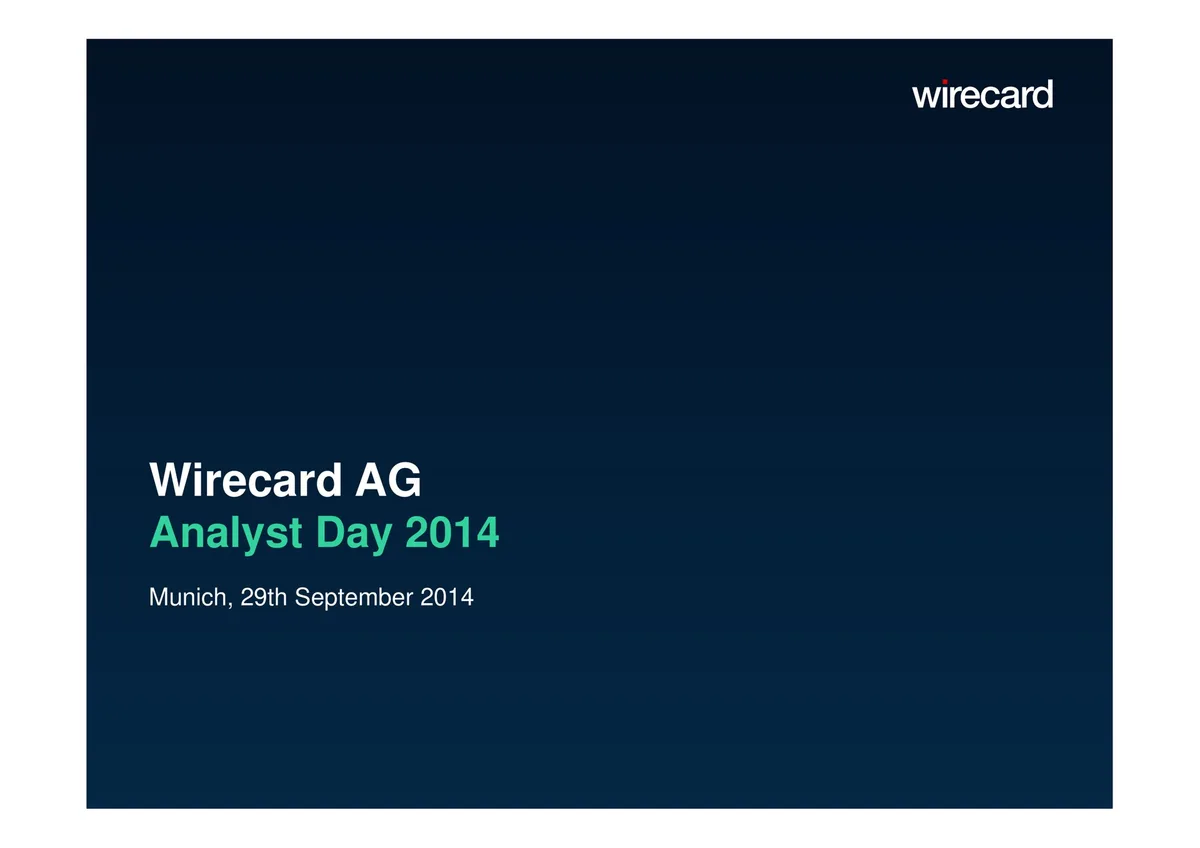 Wirecard | Investor Day Presentation Deck | 38 slides · slide 1