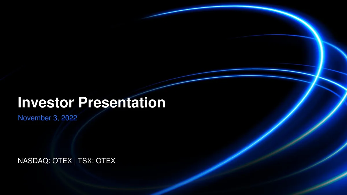 OpenText | Investor Presentation Deck | 42 slides · slide 1