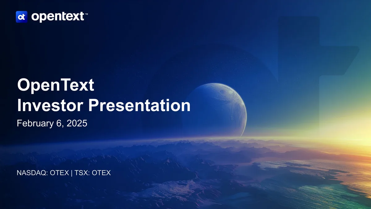OpenText | Investor Presentation Deck | 43 slides · slide 1