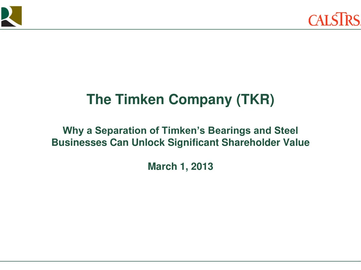 The Timken Company (TKR) · slide 1