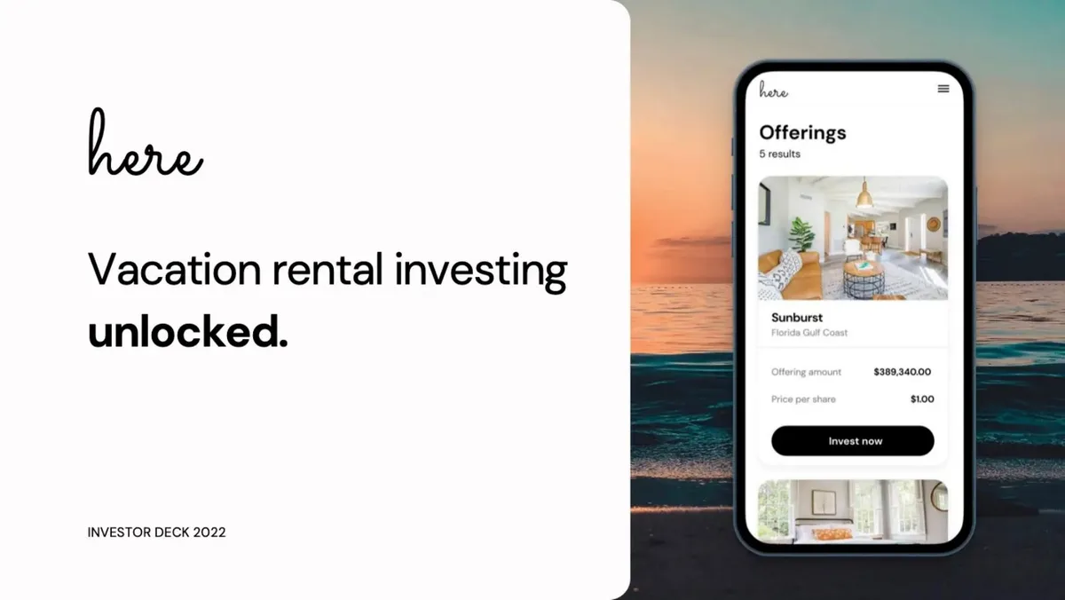 See the pitch deck a startup used to raise $5 million to help people invest in shares of vacation homes for as little as $100 · slide 1