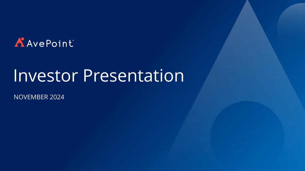 AvePoint | Investor Presentation Deck | 32 slides · slide 1