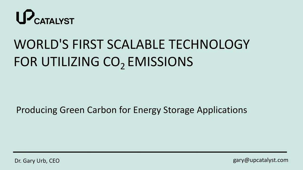 Up Catalyst: Startup using captured carbon to make graphite raises $4.3 million · slide 1