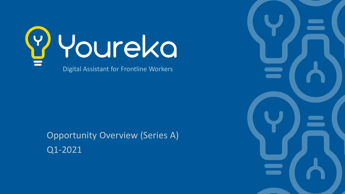 Salesforce backed no-code startup Youreka in an $8 million funding round after seeing this pitch deck · slide 1