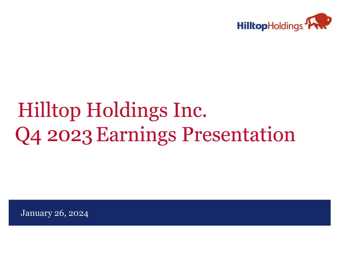 Hilltop Holdings | Results Presentation Deck | 22 slides · slide 1