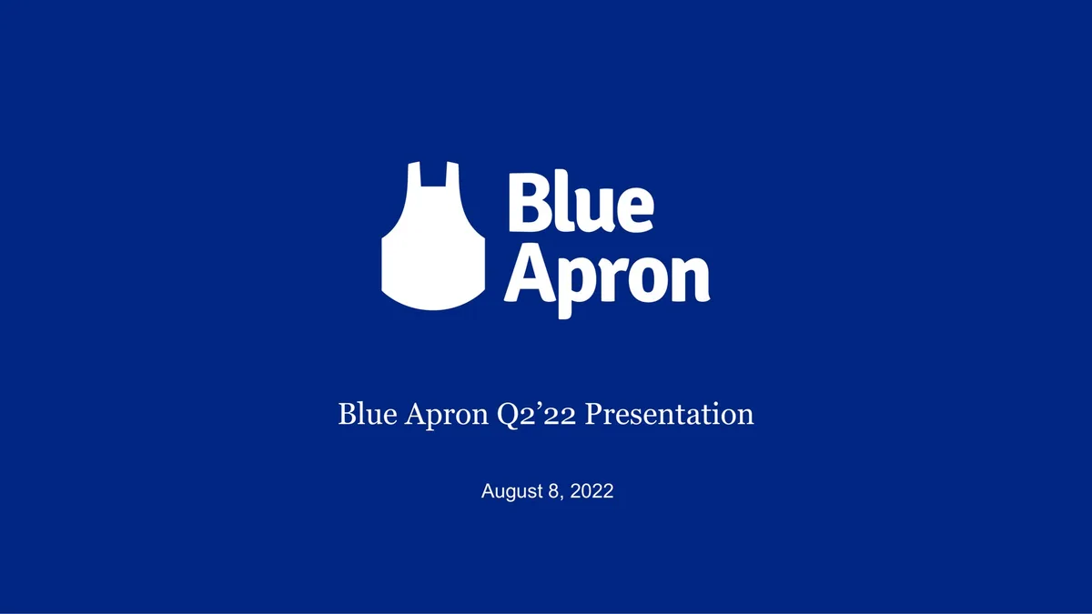 Blue Apron | Results Presentation Deck | 25 slides · slide 1