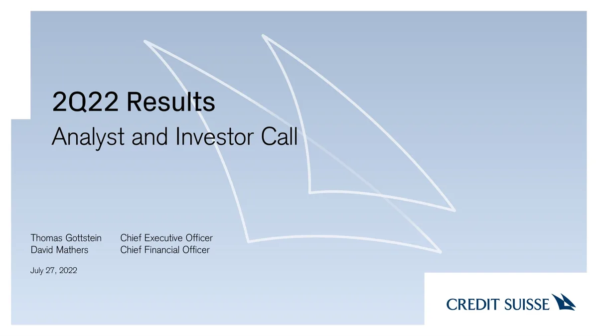 Credit Suisse | Results Presentation Deck | 36 slides · slide 1