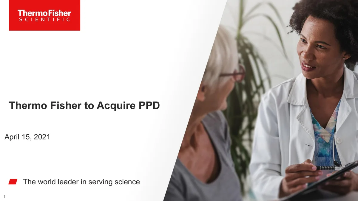 Thermo Fisher | Mergers and Acquisitions Presentation Deck | 12 slides · slide 1