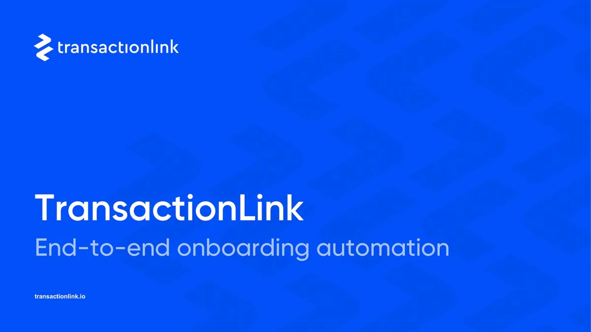 Real pitch deck: TransactionLink raises $5.3m seed round · slide 1