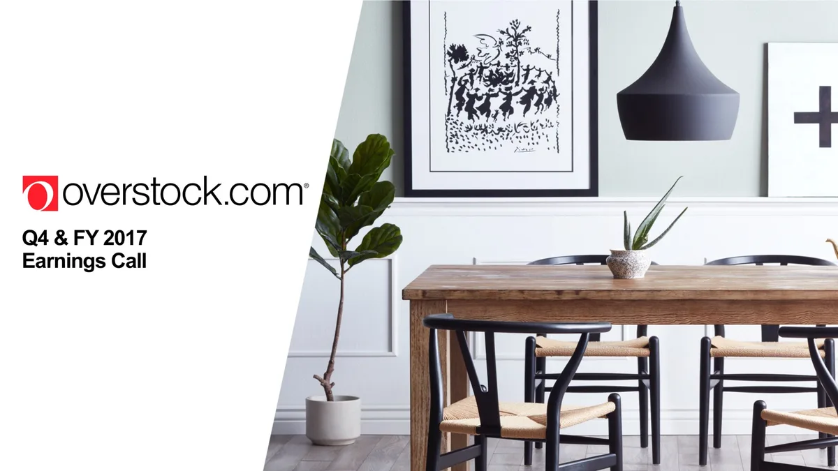 Overstock | Results Presentation Deck | 43 slides · slide 1