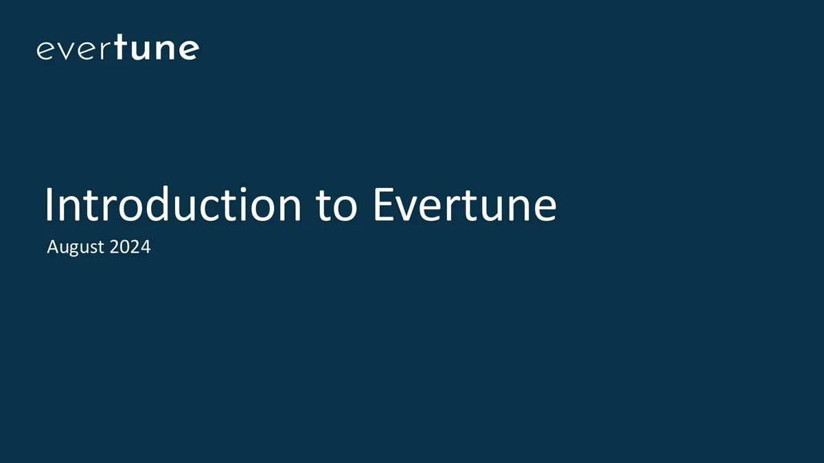 Pitch deck : AI ad analytics startup Evertune's $4 million seed round · slide 1