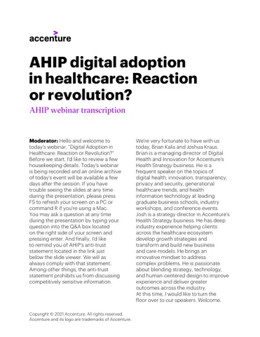Digital adoption in healthcare: Reaction or revolution?