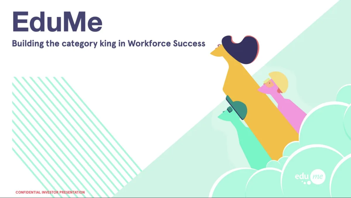 Includes company logo and stylized illustration of people.