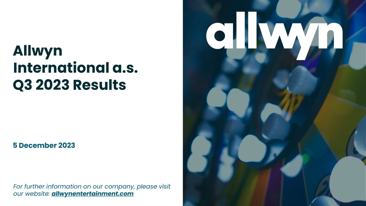 Allwyn | Results Presentation Deck | 41 slides · slide 1