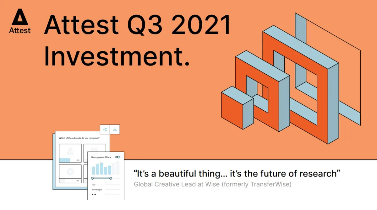 The slide uses a stylized isometric graphic and a screenshot of the product interface alongside a customer quote.