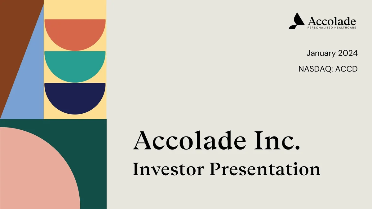 Accolade | Investor Presentation Deck | 39 slides · slide 1