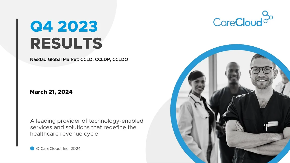 CareCloud | Results Presentation Deck | 13 slides · slide 1