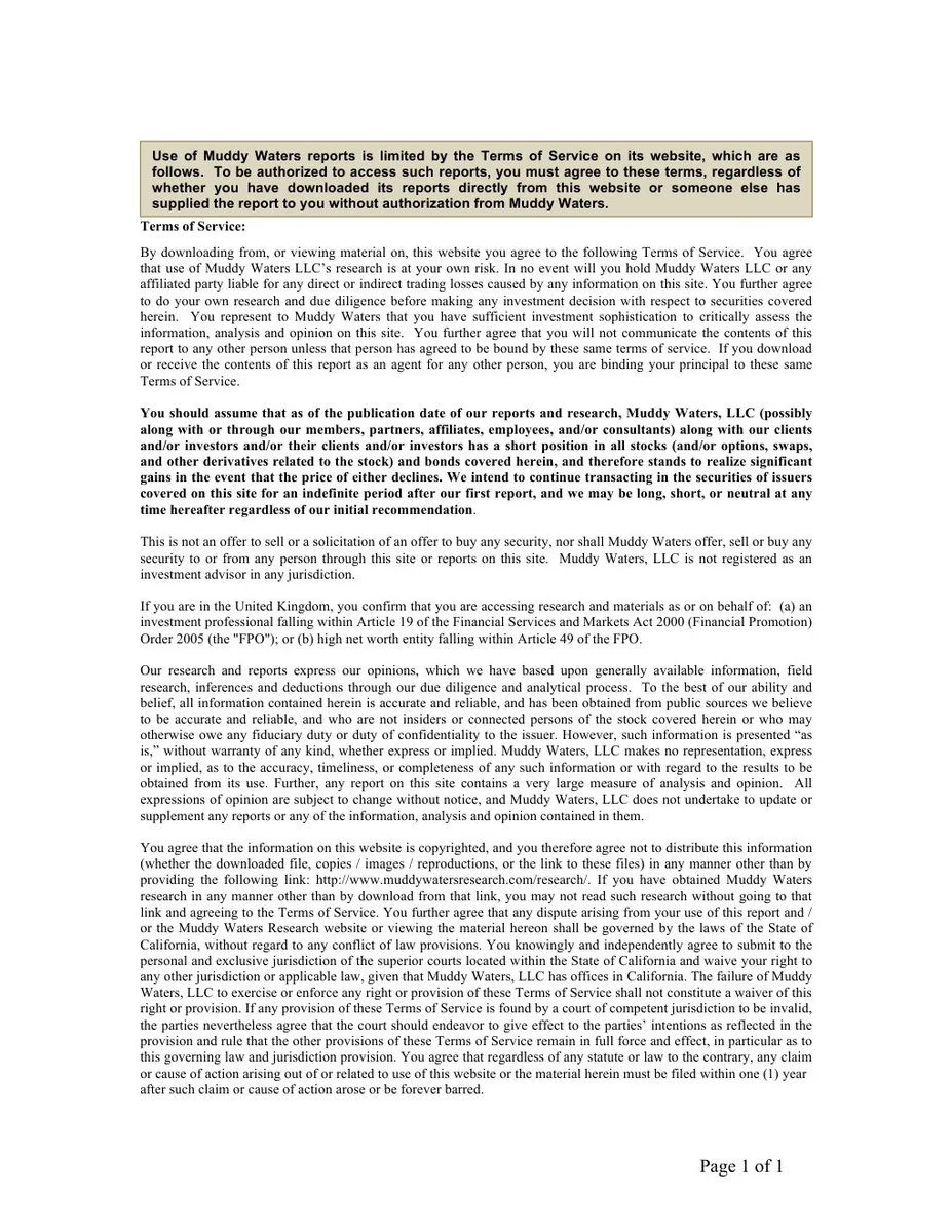 Standard legal boilerplate for investment research.