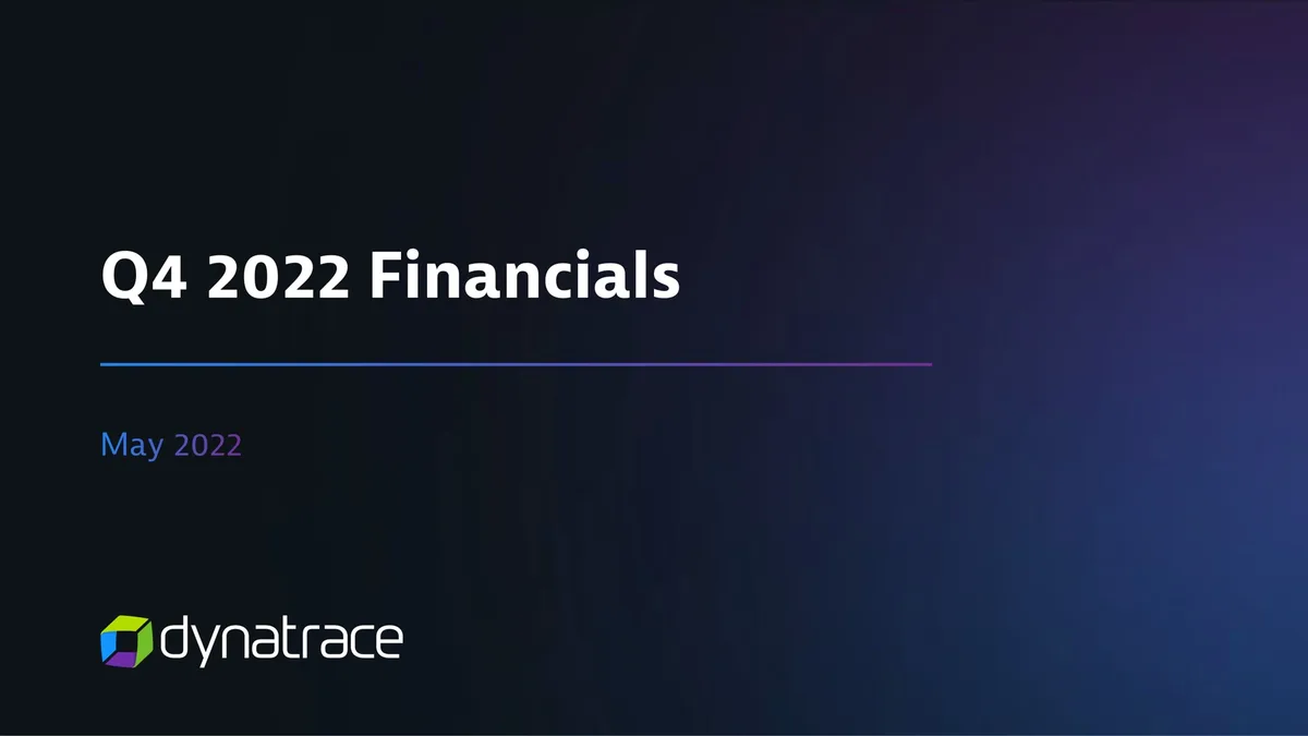 Dynatrace | Results Presentation Deck | 16 slides · slide 1