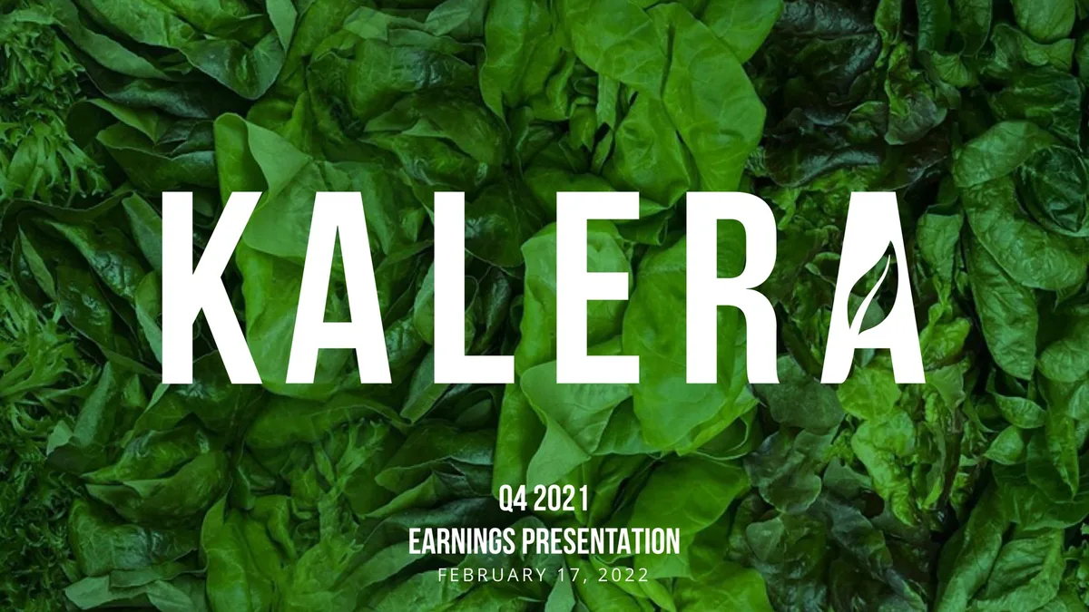 Kalera | Results Presentation Deck | 17 slides · slide 1