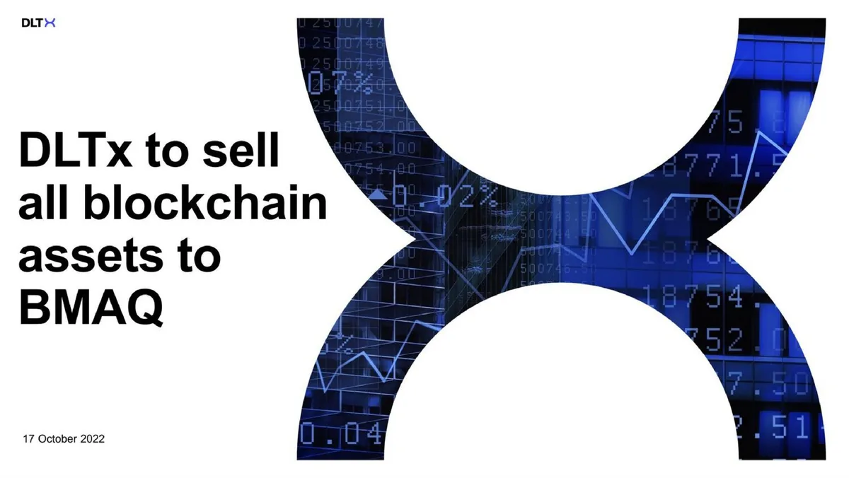 The slide uses a large stylized 'X' logo filled with a stock market data background.