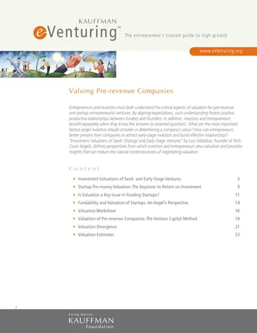 Valuing Pre revenue Companies