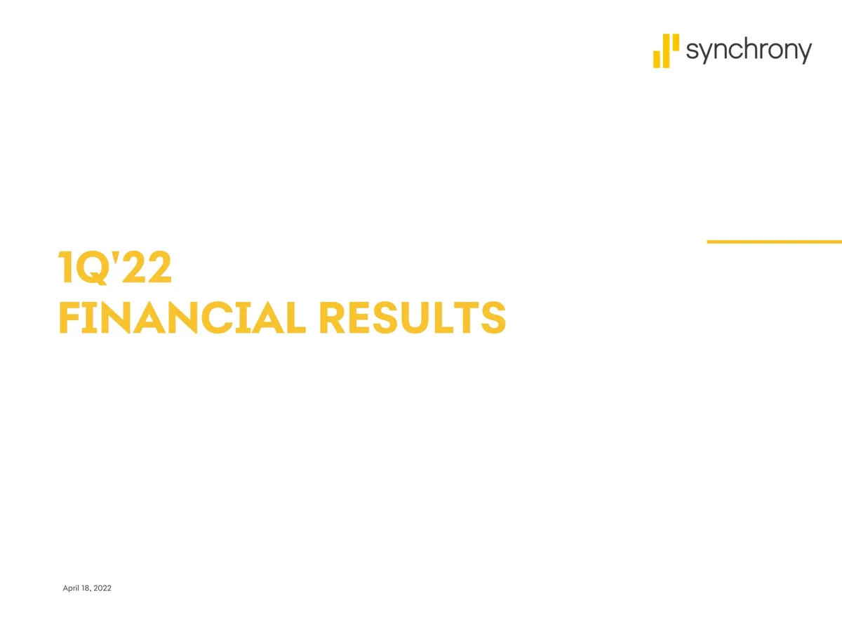 Synchrony Financial | Results Presentation Deck | 17 slides · slide 1
