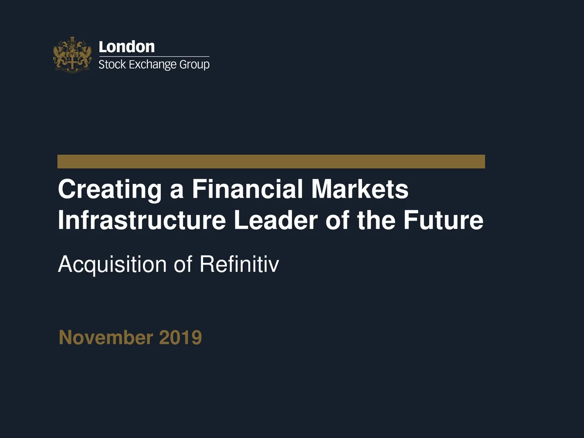 LSE | Mergers and Acquisitions Presentation Deck | 45 slides · slide 1