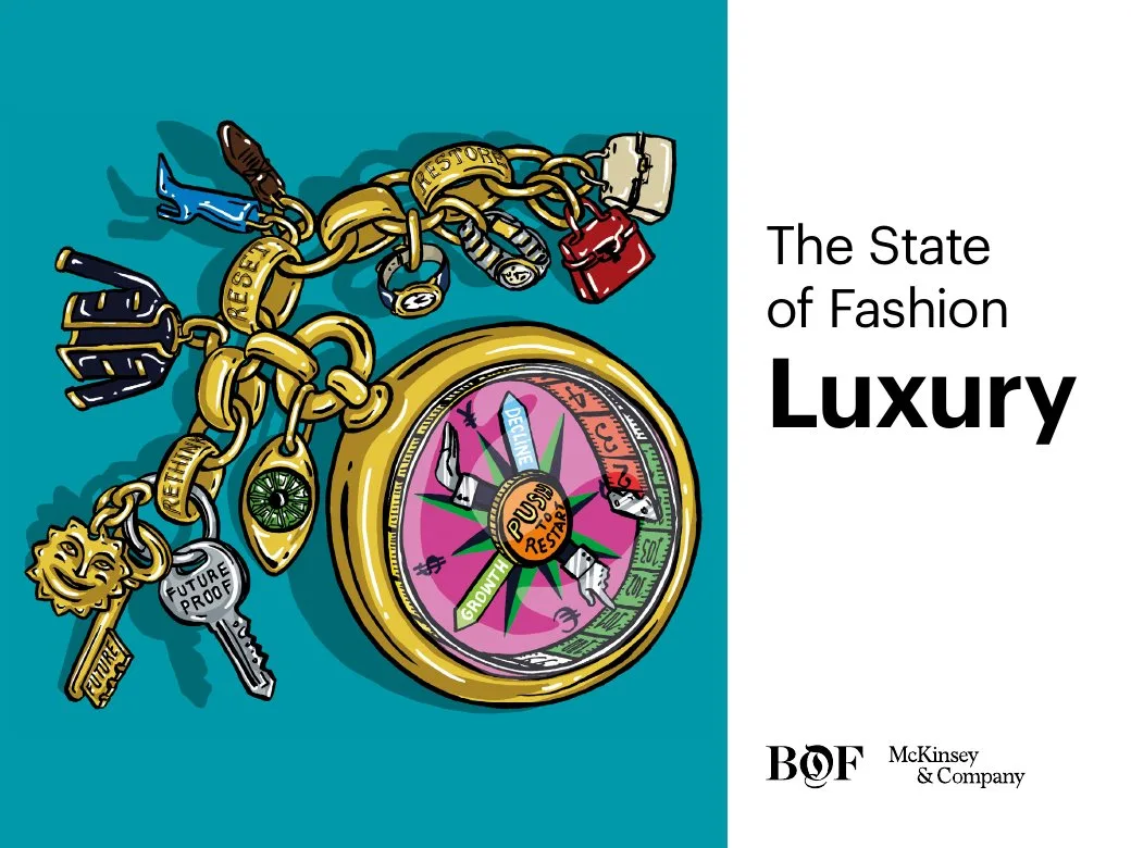 Features a stylized illustration of a compass charm bracelet with various symbolic charms.