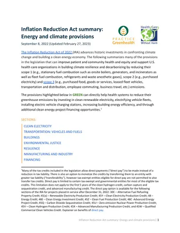 US Inflation Reduction Act: Climate &amp; Energy Featuresand Potential Implications
