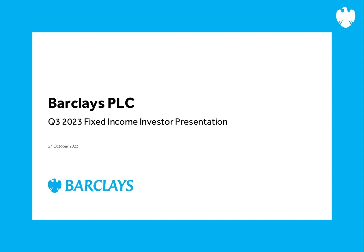 Barclays Q32023 FI Presentation · slide 1