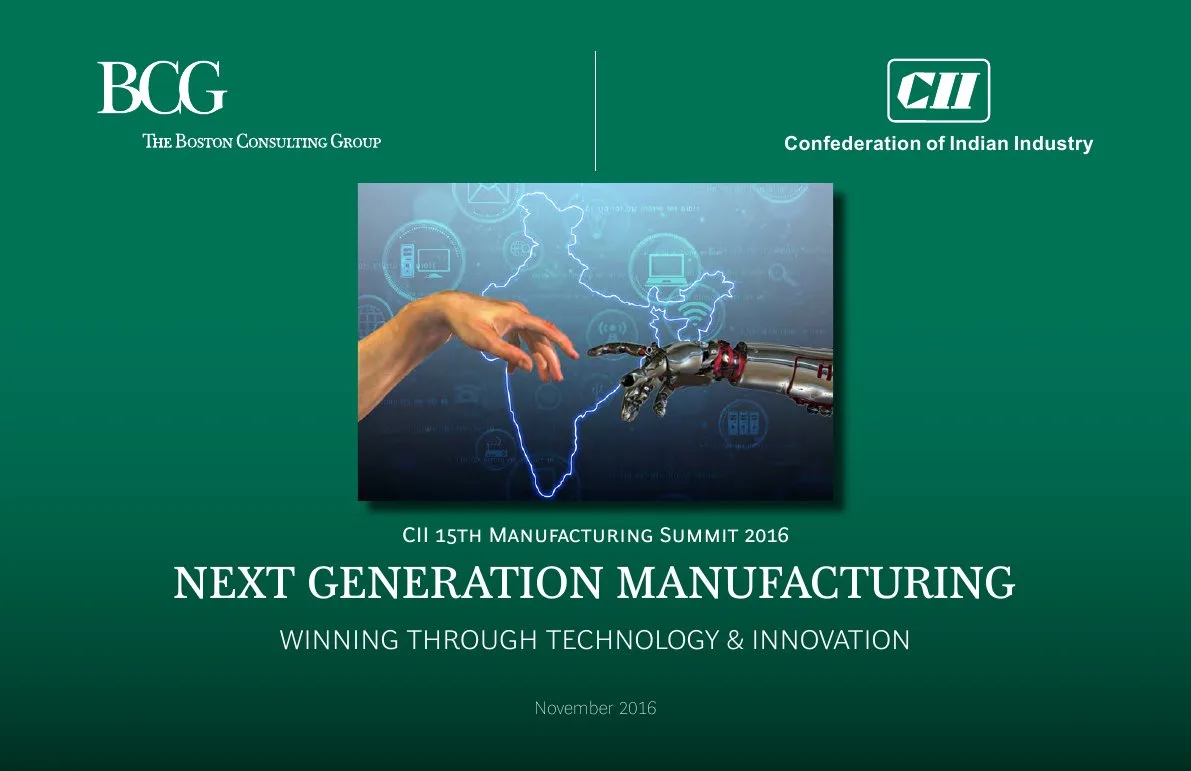 Features a thematic image of a human hand reaching toward a robotic hand over a map of India.