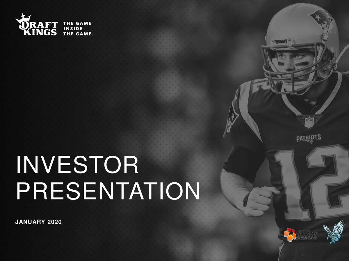 Features Tom Brady in a Patriots uniform; includes DraftKings and SBTech logos.