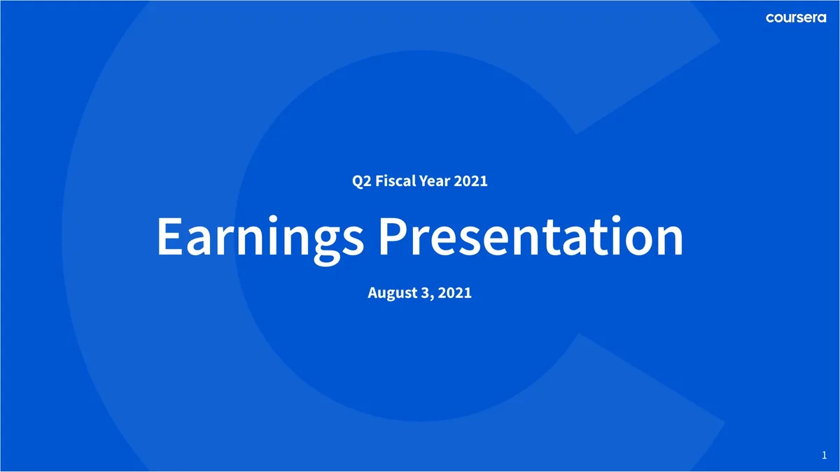 Coursera | Results Presentation Deck | 32 slides · slide 1