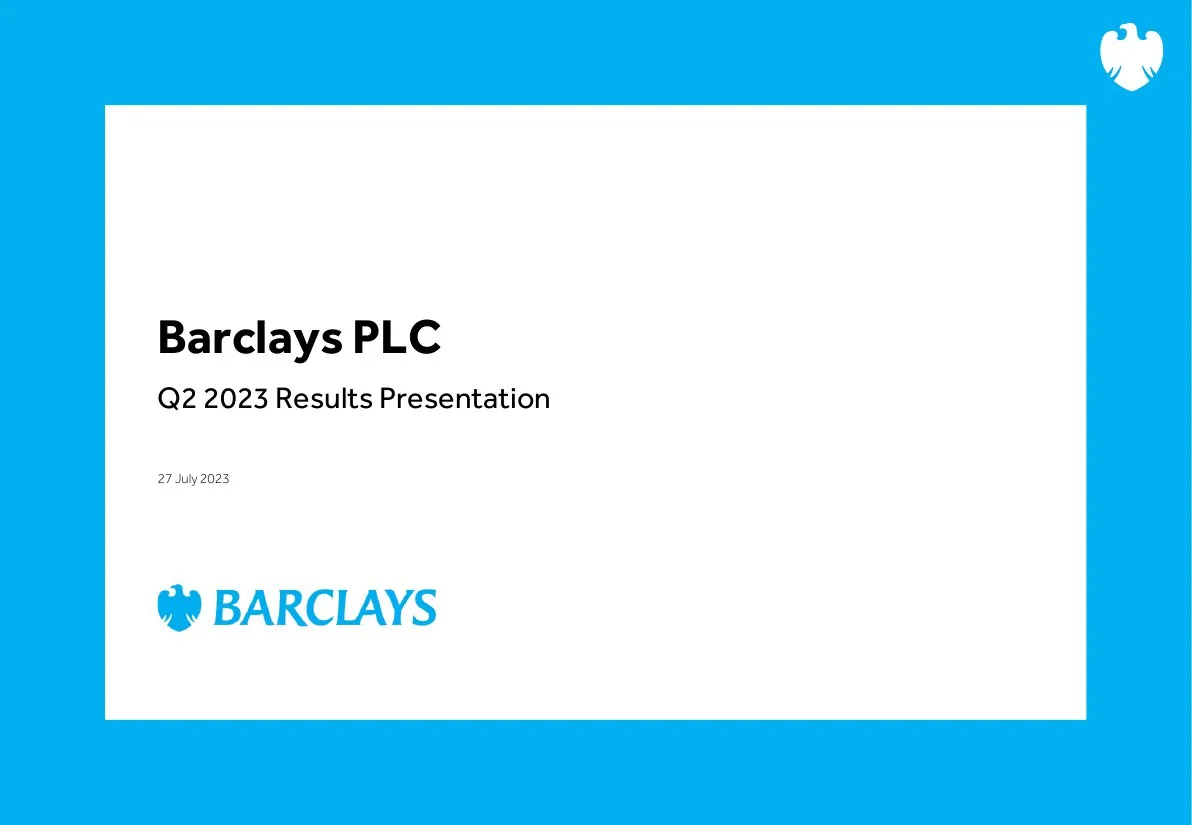 Barclays H12023 Results Presentation · slide 1