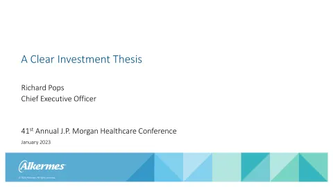 Alkermes | Investor Presentation Deck | 28 slides