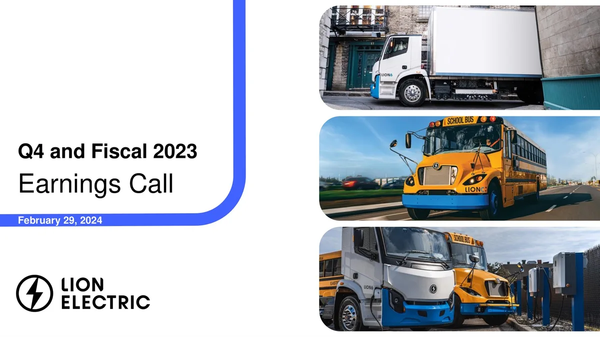Lion Electric | Results Presentation Deck | 23 slides · slide 1