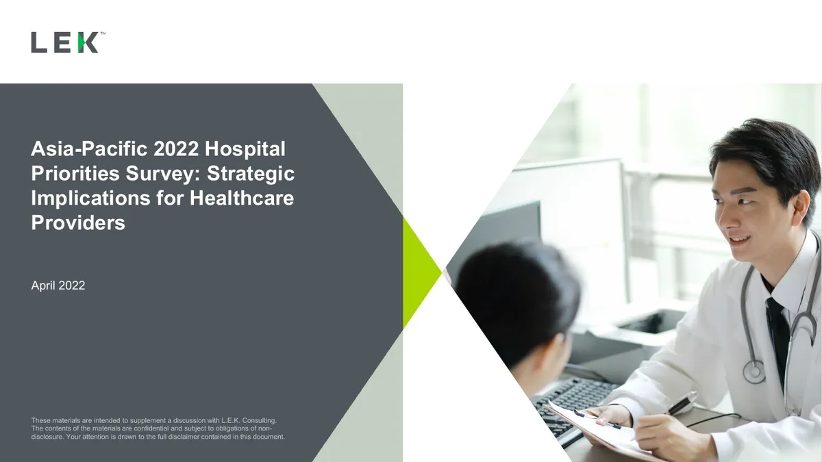 Asia-Pacific 2022 Hospital Priorities Survey: Strategic Implications for Healthcare Providers · slide 1