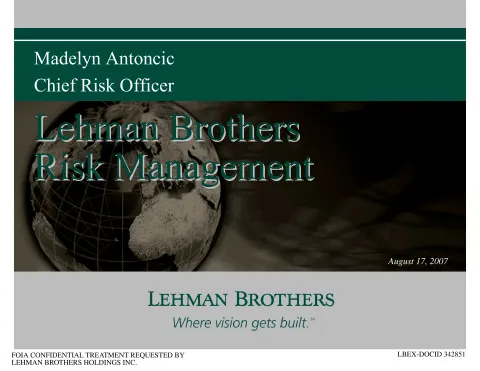 Lehman Brothers | Investor Event Presentation Deck | 65 slides
