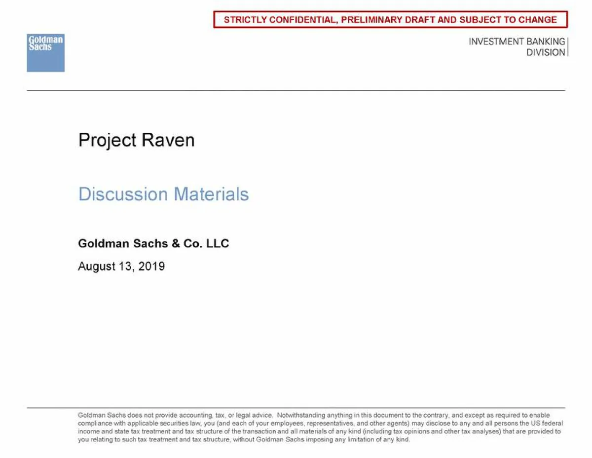 Goldman Sachs | Investment Banking Pitch Book | 12 slides · slide 1