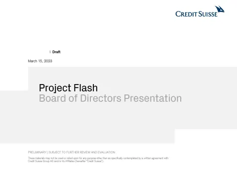 Credit Suisse | Investment Banking Pitch Book | 21 slides