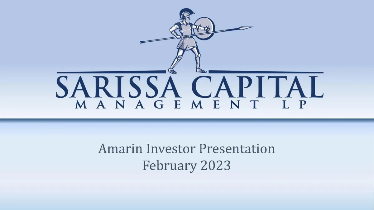 Sarissa Capital | Activist Presentation Deck | 109 slides · slide 1