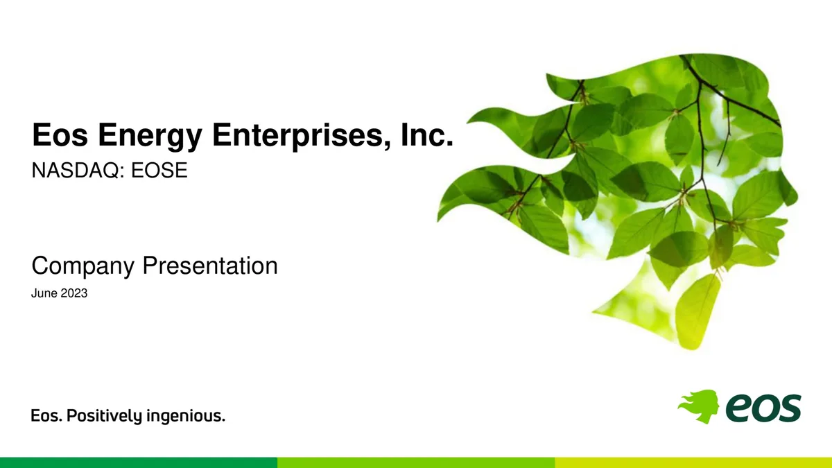 Eos Energy | Investor Presentation Deck | 16 slides · slide 1