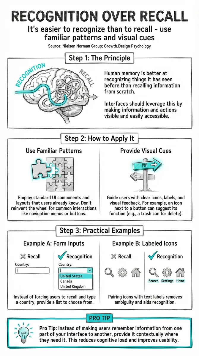 Recognition Over Recall pattern illustration