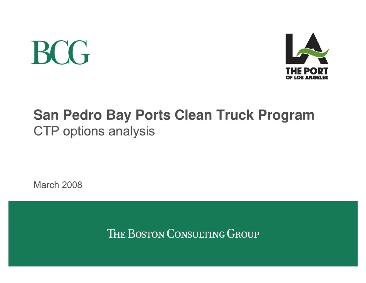 BCG San Pedro Bay Clean Truck Program · slide 1