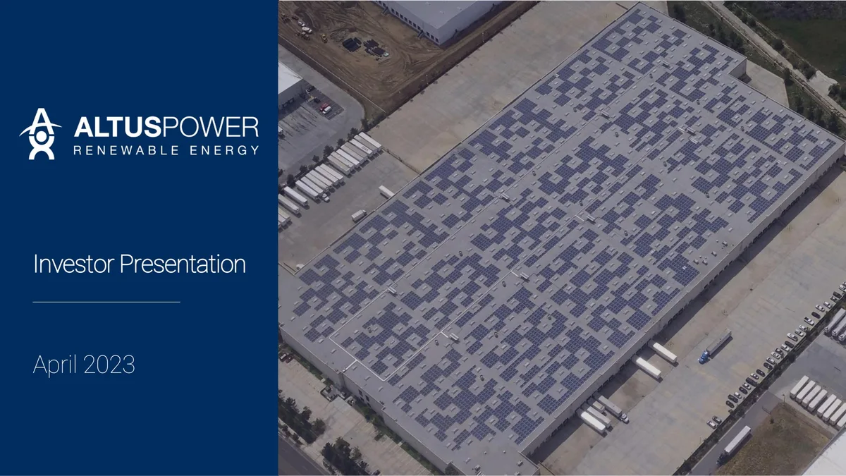 Altus Power | Investor Presentation Deck | 9 slides · slide 1