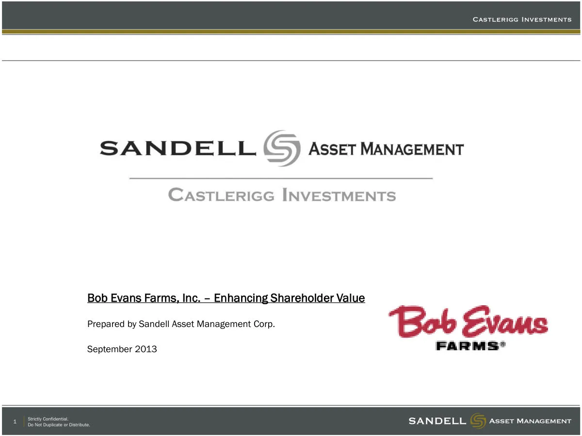 Bob Evans Farms, Inc. (BOBE) · slide 1